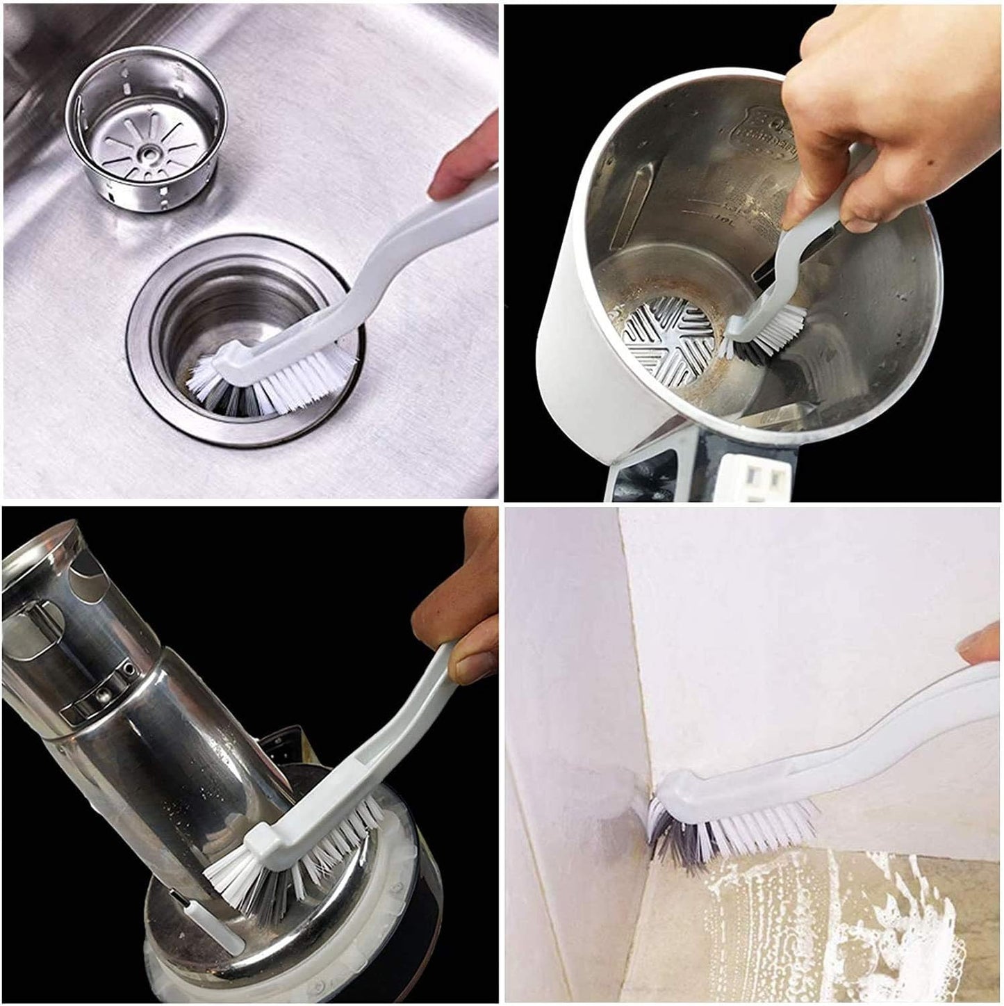 Window Cleaning Brush, 6 Pcs Household Deep Cleaning Tool Kit for Groove, Track, Sill, Gap, Baseboard, Blinds, Kitchen Surface, Bathroom/Shower, Floor, Tub/Bottle Etc (6)