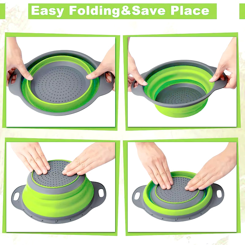 Silicone Vegetable and Fruit Cleaning and Drainage Basket Cleaning Basket Folding Water Filter Net Kitchen Gadgets