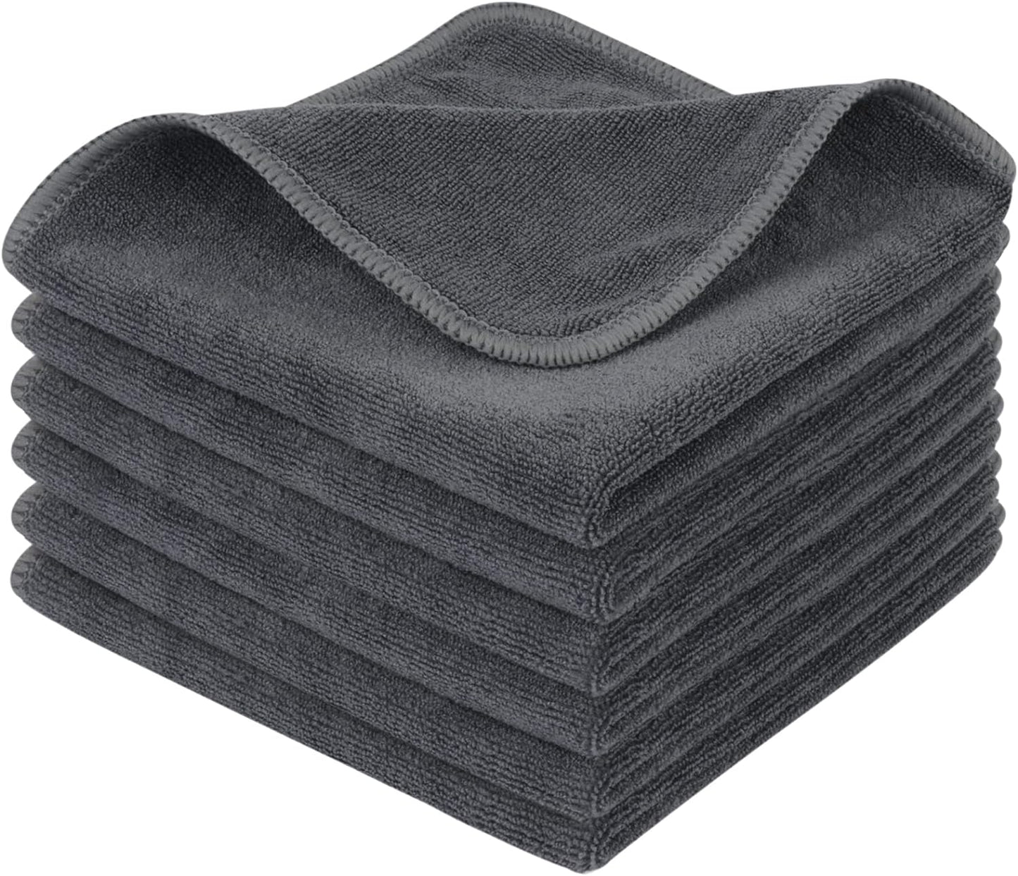 Microfiber Cleaning Cloth Ultra Absorbent Softer Towel Reusable Cloth No Streak Lintless Cleaning Clothes for Home, Kitchen, Car, Window Use 12X12 Inch Slate Grey 6 Pack