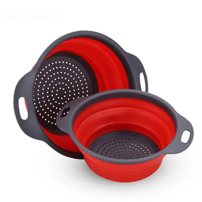 Silicone Vegetable and Fruit Cleaning and Drainage Basket Cleaning Basket Folding Water Filter Net Kitchen Gadgets