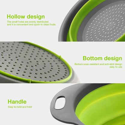 Silicone Vegetable and Fruit Cleaning and Drainage Basket Cleaning Basket Folding Water Filter Net Kitchen Gadgets